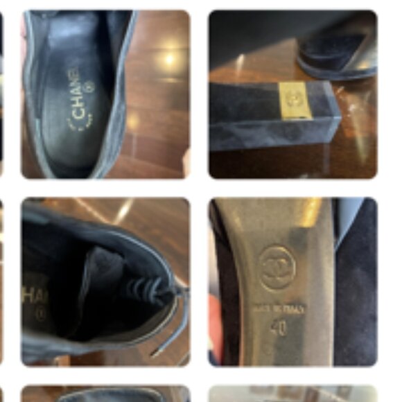 Chanel shoes: suede outer, black leather toe. - Picture 6 of 8